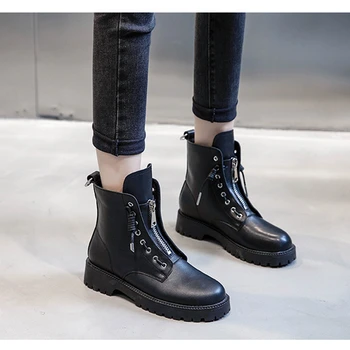 

Split Leather Women's Platform Boots Luxury Designer Women Chunky Style Boots Fashion Ladies Shoes Lace-Up Footwear