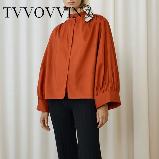  TVVOVVIN 2019 New Spring Women Clothing Turn-down Collar Full Sleeves Loose Shirt Female Vacation B