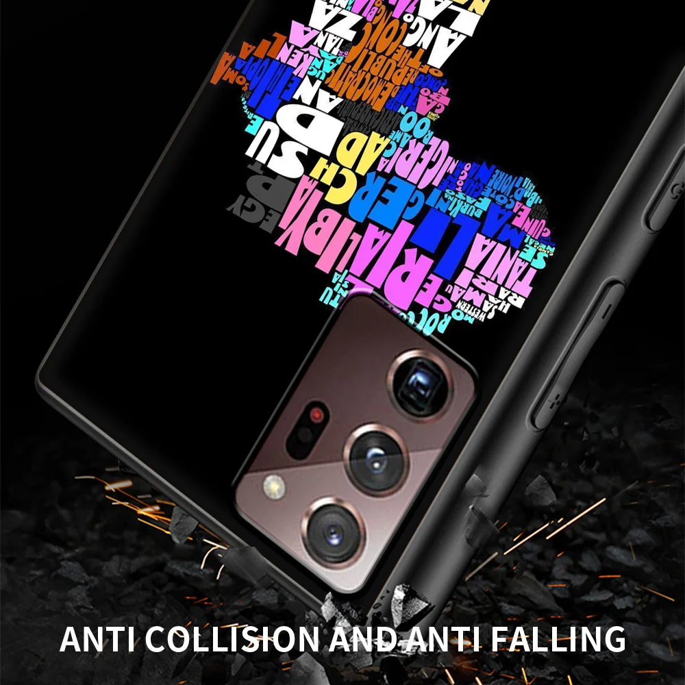 Silicone Black Phone Case with Painted Africa Map Design
