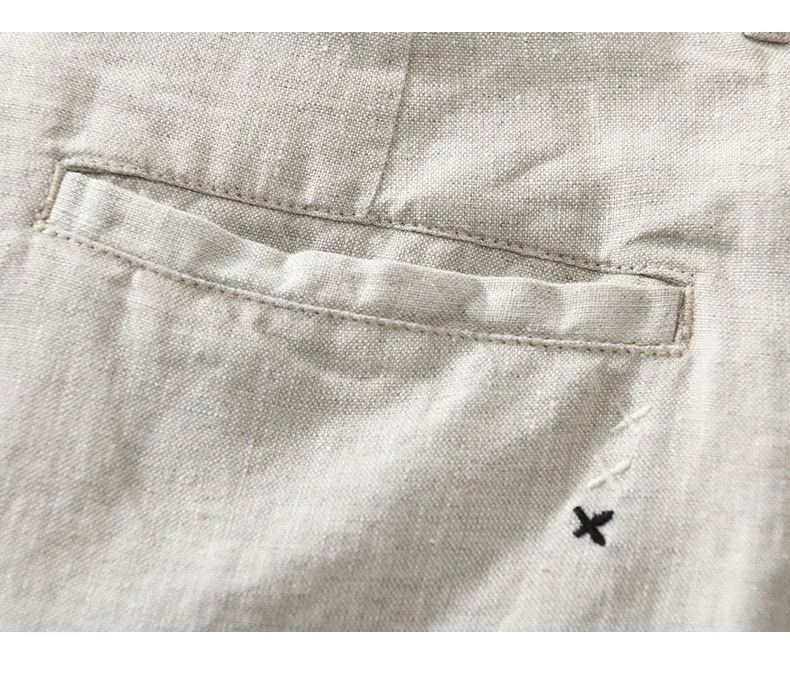 Linen Beach Shorts Mid Waist Men’s Summer Casual Business Straight Fit Pants