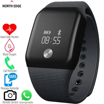 

North Edge Bluetooth Smart Bracelet Blood Pressure Oxygen Heart Rate Sleep Monitor Call/Message Reminder Smart Wristband
