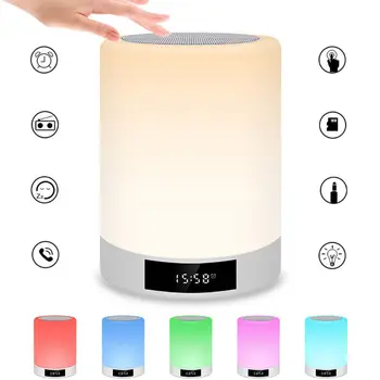 

LED Colorful Lights Alarm Clock Bluetooth Wireless Speaker Creative Night Lamp
