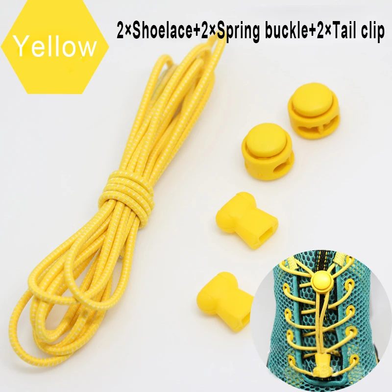 Yellow 1 пара 23 цветов шнурки для кроссовок эластичные шнурки для обуви без шнурков тянущиеся шнурки ленивые шнурки Быстрый резиновый шнурок шнурки для обуви - Цвет: Yellow