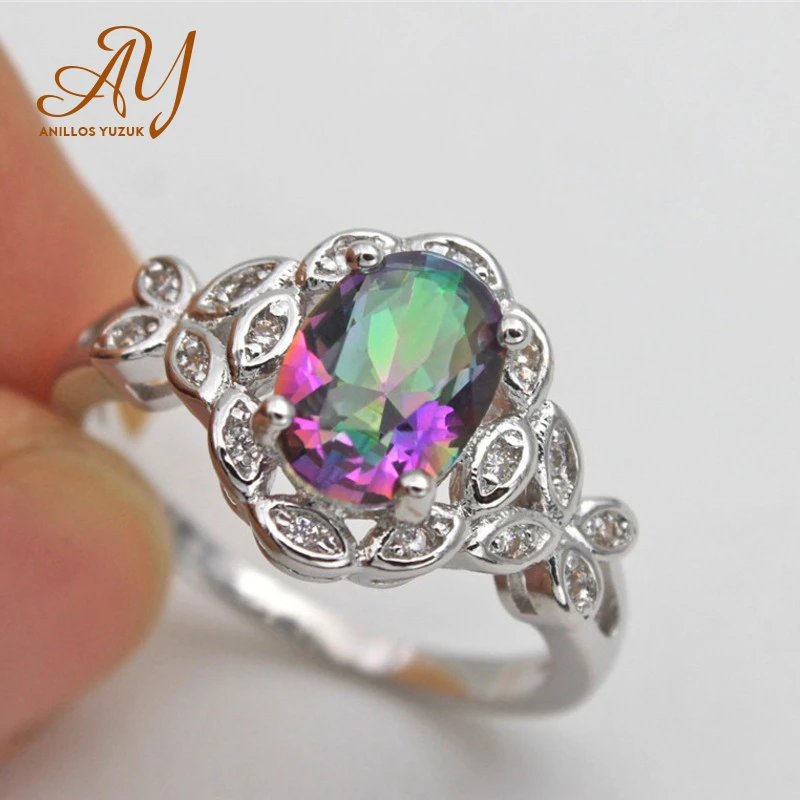 Anillos Yuzuk I 925 Серебряное ювелирное изделие семь радужных циркониевых колец
