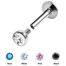 1 шт. 1,5-4 мм Красочный Циркон драгоценный камень Губная Серьга кольцо для пирсинга серьга 16 г ухо THelix пирсинг губ плоское кольцо хряща Tragus Пирсинг