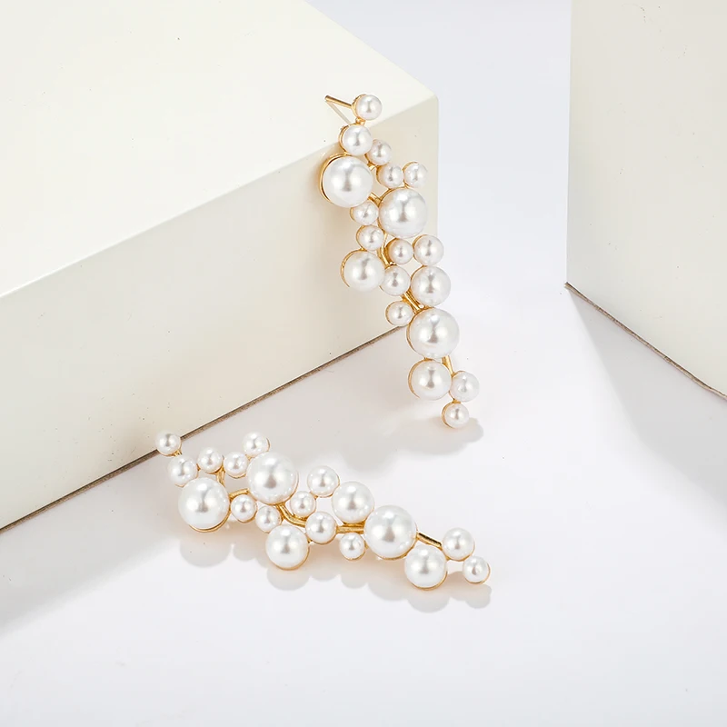 Tocona очаровательные белые жемчужные висячие серьги Модные Золотые круглые геометрические женские украшения вечерние свадебные аксессуары 8501