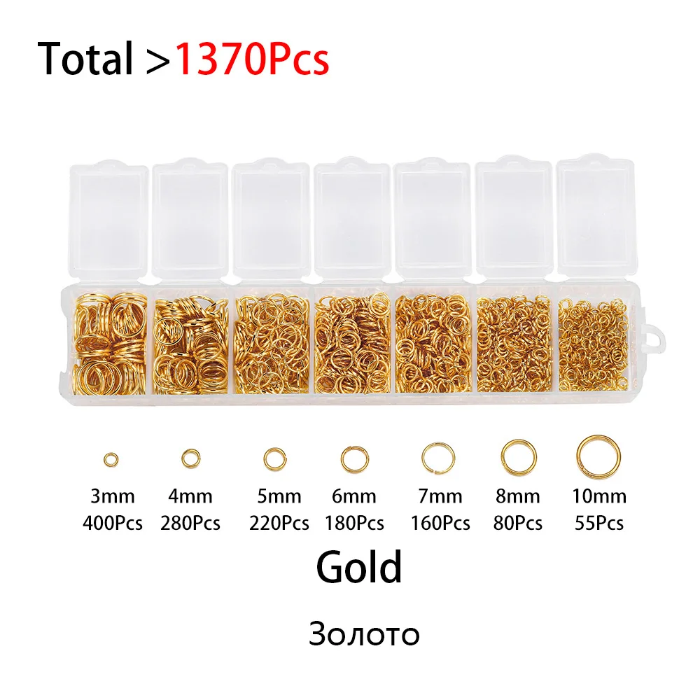 Set 1000 Anelli Aperti In Metallo Per Bigiotteria: 6 Misure (4-10 Mm), In Scatola Trasparente, Ideali Per Creare Collane, Bracciali, Orecchini Fai Da Te