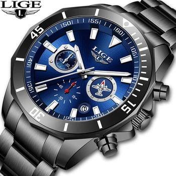 

2020 NEW Mens Watch LIGE All Steel Fashion WristWatch for Men Top Brand Luxury waterproof Date Quartz watches relogio masculino