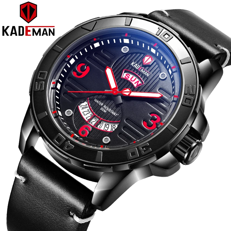 

K681 Luxury Brand Men Analog Digital Leather Sports Watch Men Quartz Retro Design Leather Strap Alloy Quartz Wrist Watch