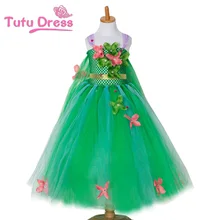 Платья для маленьких девочек зеленый кольцо волшебный цветок платье-пачка Косплэй принцесса платье Эльзы малыш Платья для праздников и дней рождения цветок Вдохновленный ручной работы
