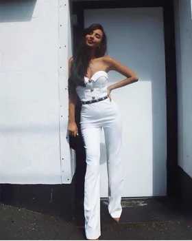 

High Quality Strapless Black White Rayon Bandage Jumpsuit Cocktail Party Jumpsuit
