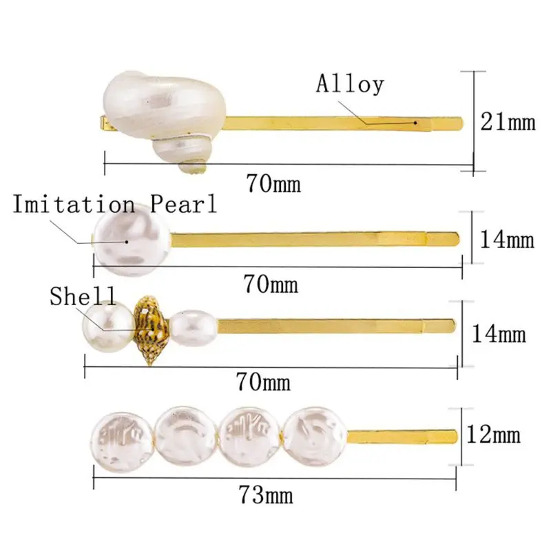 

4 Pcs/set Retro Style Hair Clip Set Elegant Women Alloy Shell Hairpin Sweet Girl Hair Accessories Headdress