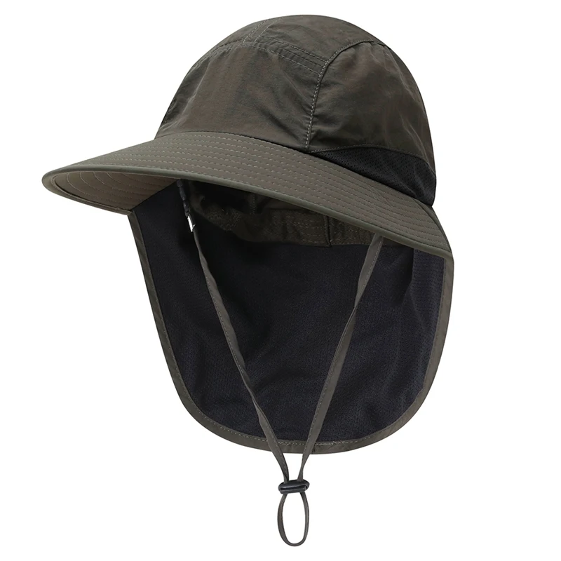 

Outdoor Flap Cap Wide Brim Lightweight Water Resistant Portable UV Protection Neck Cover Sun Hat With Chin Straps