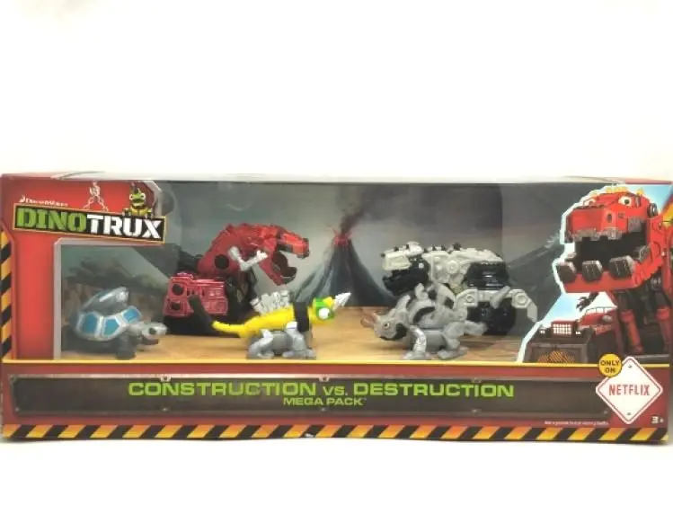 Tanie Z oryginalnym pudełkiem Dinotrux dinozaur ciężarówka wymienny dinozaur zabawki samochód Mini modele