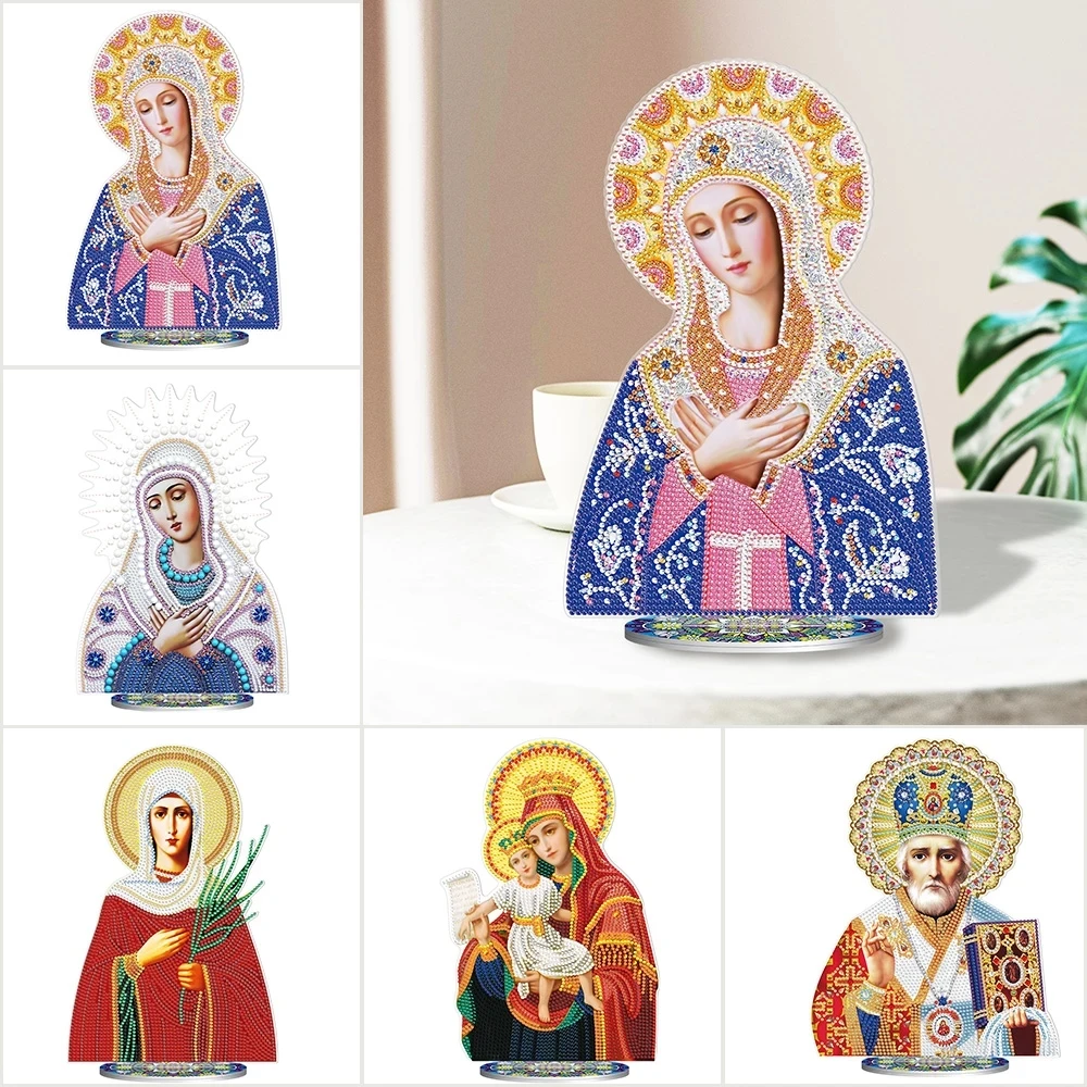 

5D DIY Diamond Painting Virgin Mary Religious Ornaments Double-sided Diamond Painting Orthodox Church Idol Ornaments