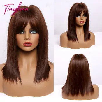 

TINY LANA Short Straight Bobo Hair Honey Brown Blonde For America Africa Woman wigs Cosplay Party Synthetic Wigs Heat Resistant