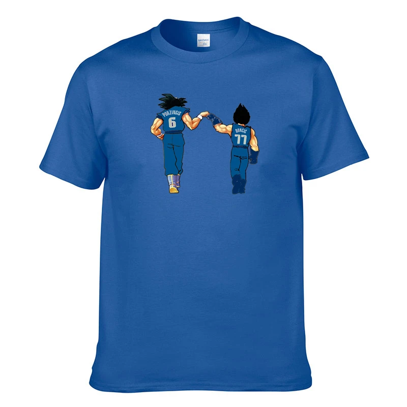 

Luka Doncic & Kristaps Porzingis x Goku & Vegeta Cotton TShirt Casual Summer Cotton TShirts Hip Hop Streetwear Harajuku Shirts