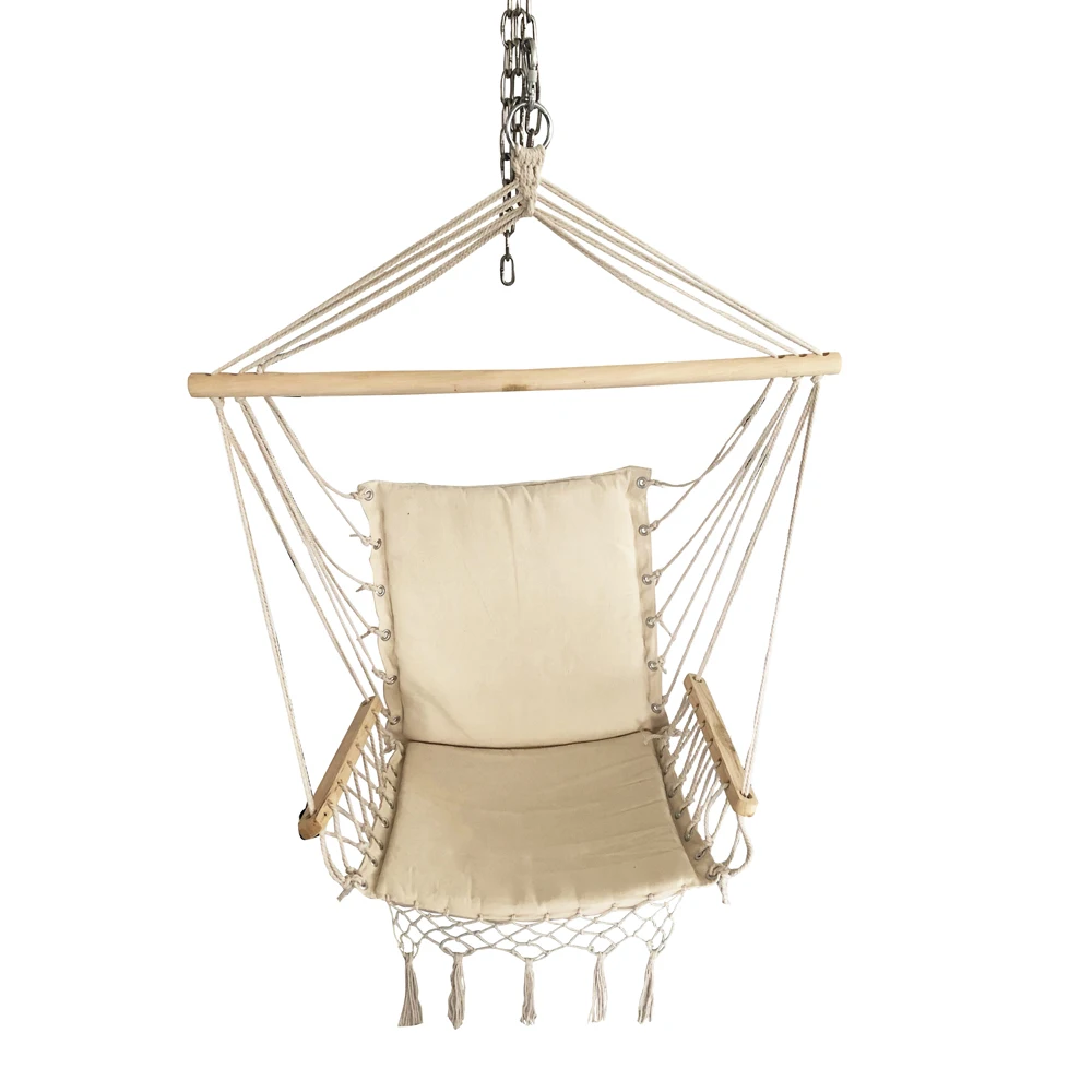 Hammock Chair Hanging Rope Swing For Children Adult Outdoor Indoor Furniture Swing Hanging Garden Dormitory Single Safety Chair - Цвет: beige2