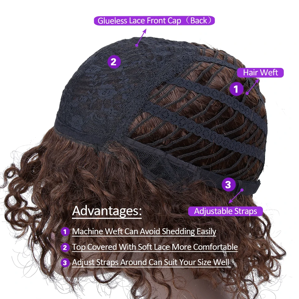 HairUGo бразильские волосы парики короткие кружевные передние кудрявые