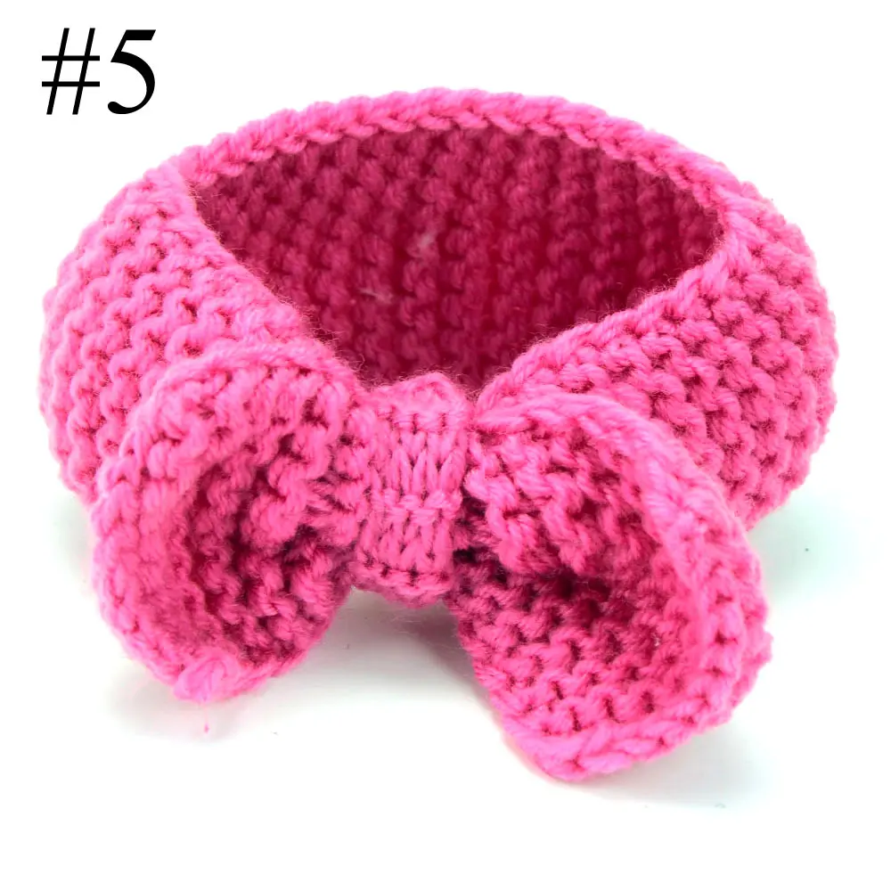 5 1Pcs Baby Toddler Little Girl Winter Cute Bowknot Crochet Knit Headband Hairband Ear Warmer - Цвет: 5