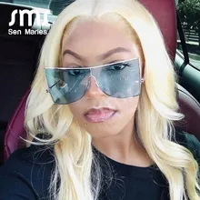 Большой кошачий глаз солнцезащитные очки женские роскошные брендовые дизайнерские металлические квадратные синие желтые прозрачные линзы солнцезащитные очки зеркальные очки UV400