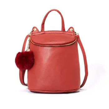 

Ultra-large Capacity Mini Double-shoulder Backpack Fashion PU Casual Simple Multi-function Travel Women Shoulder Hair Ball Bag