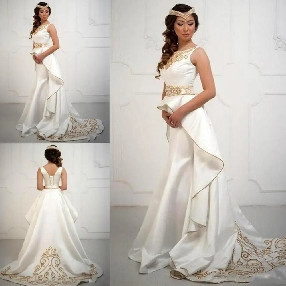 

2020 Elegant Saudi Arabic Jewel Neck Satin Long Prom Dresses Beaded Formal Evening Dresses Prom Gowns Special Occasion Dresses