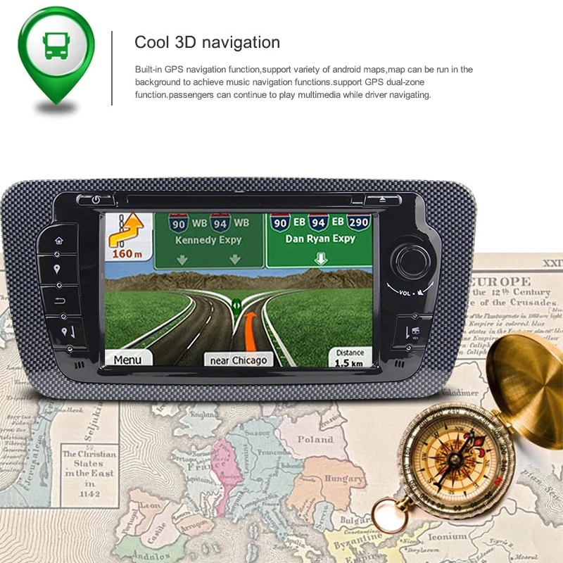 Best Android 9.0 2 Din Car DVD Radio GPS Navigation Multimedia Player for SEAT IBIZA 6J 2009 - 2013 4