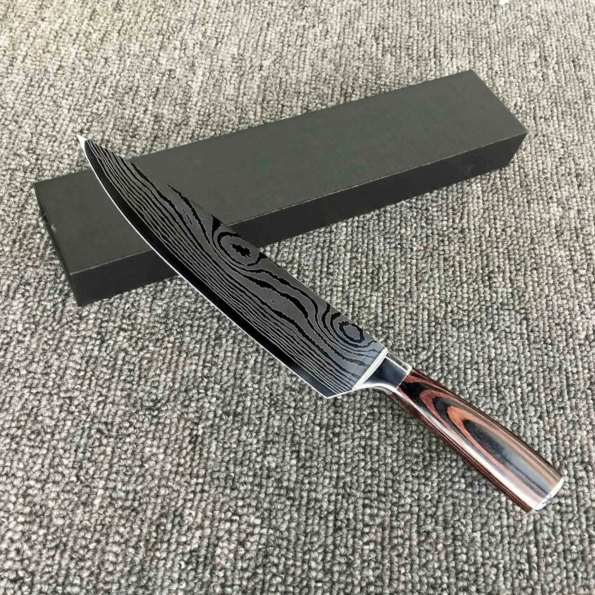 Дамасский узор шеф-повара нож нарезанный нож для мяса кухонная деревянная ручка ножа шлифовальный нож универсальный нож - Цвет: A 3