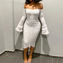 Vestido de manga acampanada con hombros descubiertos para mujer