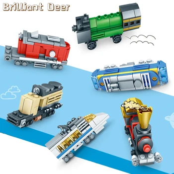 

6 PCS/lot Mini Size Classic City Train Rail Building Blocks Bricks Educational Toys For Children Boys Girls
