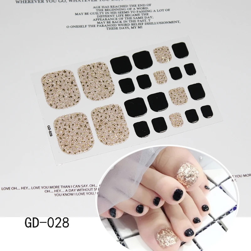 GD-028 Новые Стикеры на ногти лазерные бронзовые Блестки Серебряные украшения на ногу Клей DIY 22 советы художественные обертывания ремесленные стикеры на ногти - Цвет: GD-028