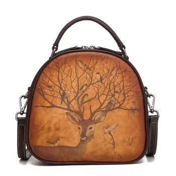 

New-style Retro-red Deer-bird Single-shoulder Genuine Leather