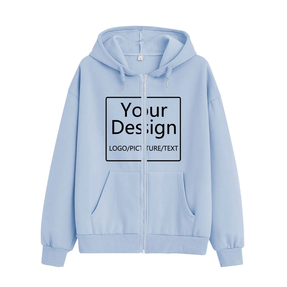 Women Custom Zip Up Hoodie Customize Logo Personalized Zipper Jacket Free  Shipping Customized Print Text DIY Hoodie Sweatshirts