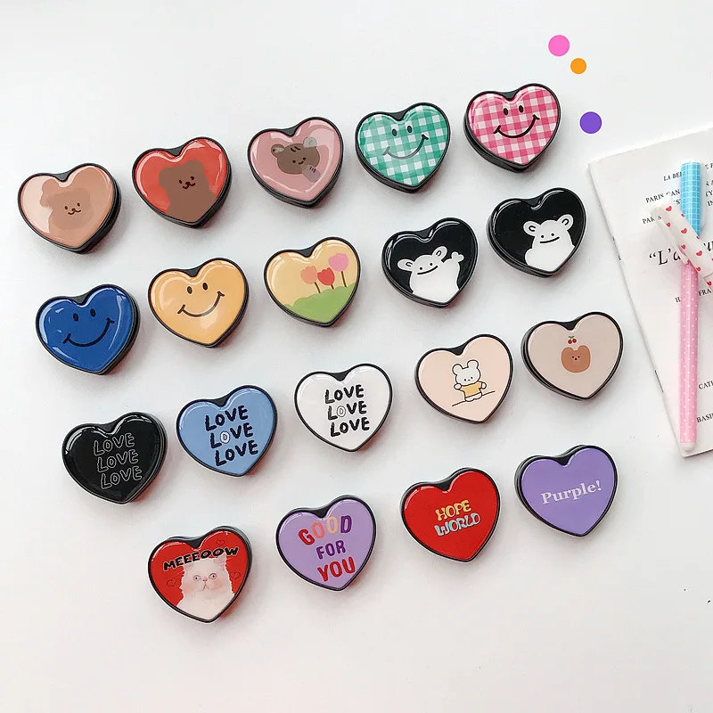 

Cute cartoon heart-shaped foldable mobile phone handle bracket mobile phone finger ring bracket suitable for iPhone Xiaomi