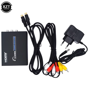 

Newest Video Converter HDMI to AV S-Video 3RCA CVBS HD PAL/NTSC Switch HDMI Switcher Adapter for TV PC EU US Plug with RCA cable