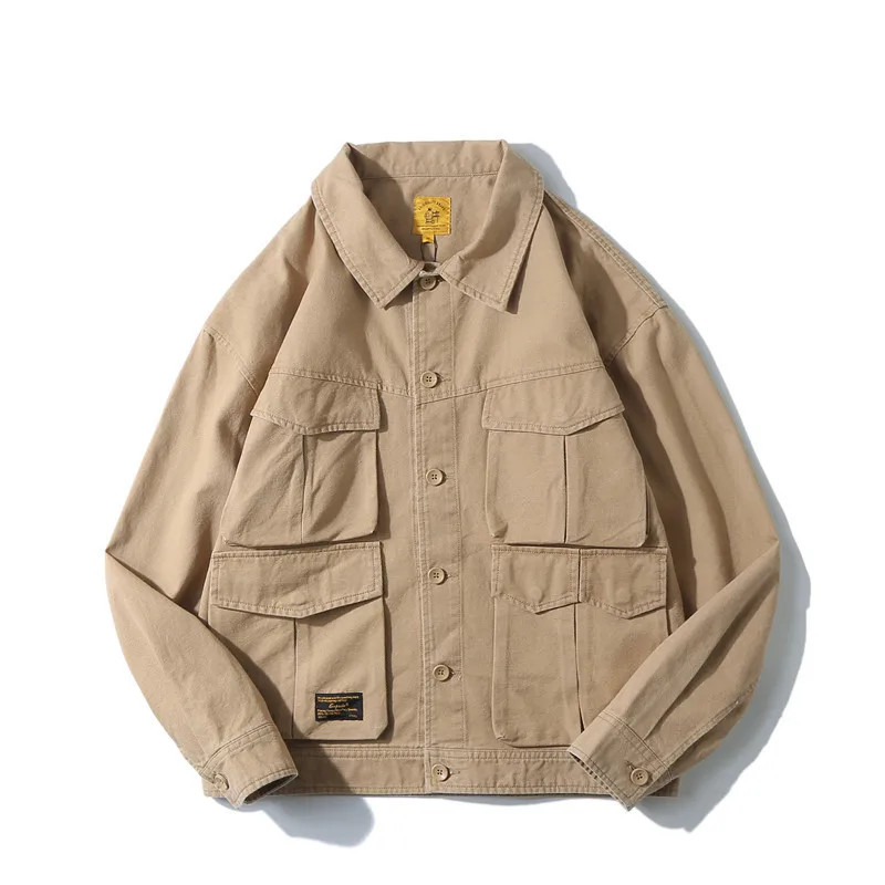 

Tang Mu Cool 2019 Autumn Popular Brand Color Simple Versatile Tooling Jacket Men'S Wear Students Casual Turn-down Collar Coat