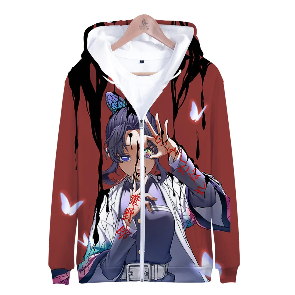 Толстовка Harajuku мужская на молнии аниме Demon Slayer Kimetsu No Yaiba пуловер с 3D принтом для