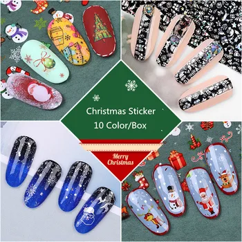 

Christmas Style 3D Nail Art Stickers New Year Nail Decal Slider Santa Claus Snowman Decoration Manicure Nail Wraps Tool F656