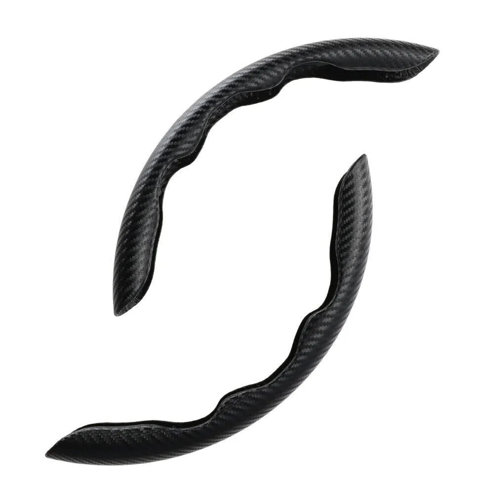 1Pair Car Steering Wheel Cover Universal  Non-Slip Booster Accessory Three Dimensional  Carbon Fiber Decoration Look