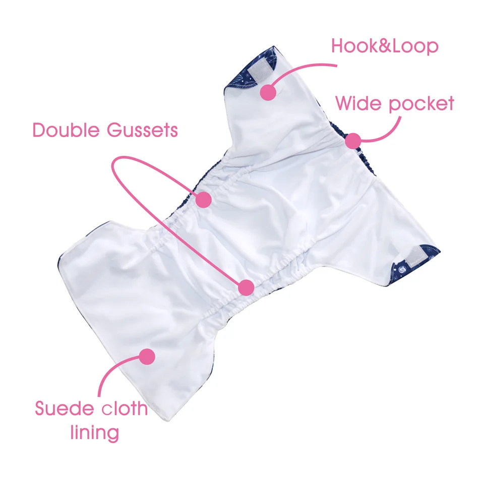 New!HappyFlute Big XL Pocket Diaper for Baby 2 Years and Older,suedecloth inner, stay-dry, size adjustable fits waist 36-58cm