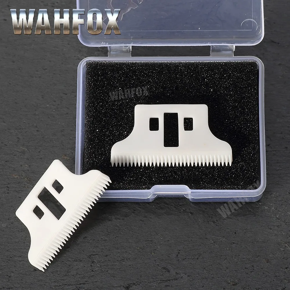 WAHFOX 2PCS/SET Hair Clipper Blades Replacement Ceramic  Blade For 8081 WAHL Detailer T-WIDE Trimmer Blade 32 Teeth With Box wahfox 2pcs set hair clipper blades replacement ceramic blade for 8081 wahl detailer t wide trimmer blade 32 teeth with box