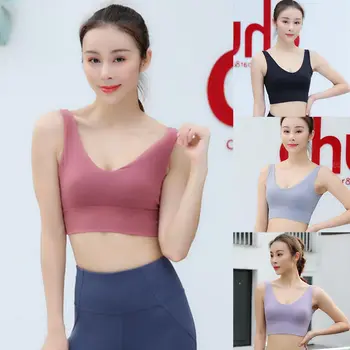 

1PC Push Up Nylon Workout Fitness Crop Top Soft Sexy Deep-V Sports Bras Comfortable Elastic Women