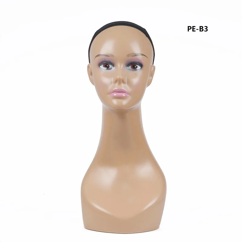Женский манекен из ПВХ голова для париков ювелирных изделий и шляп дисплей M-0056 без логотипа - Цвет: PE-B3