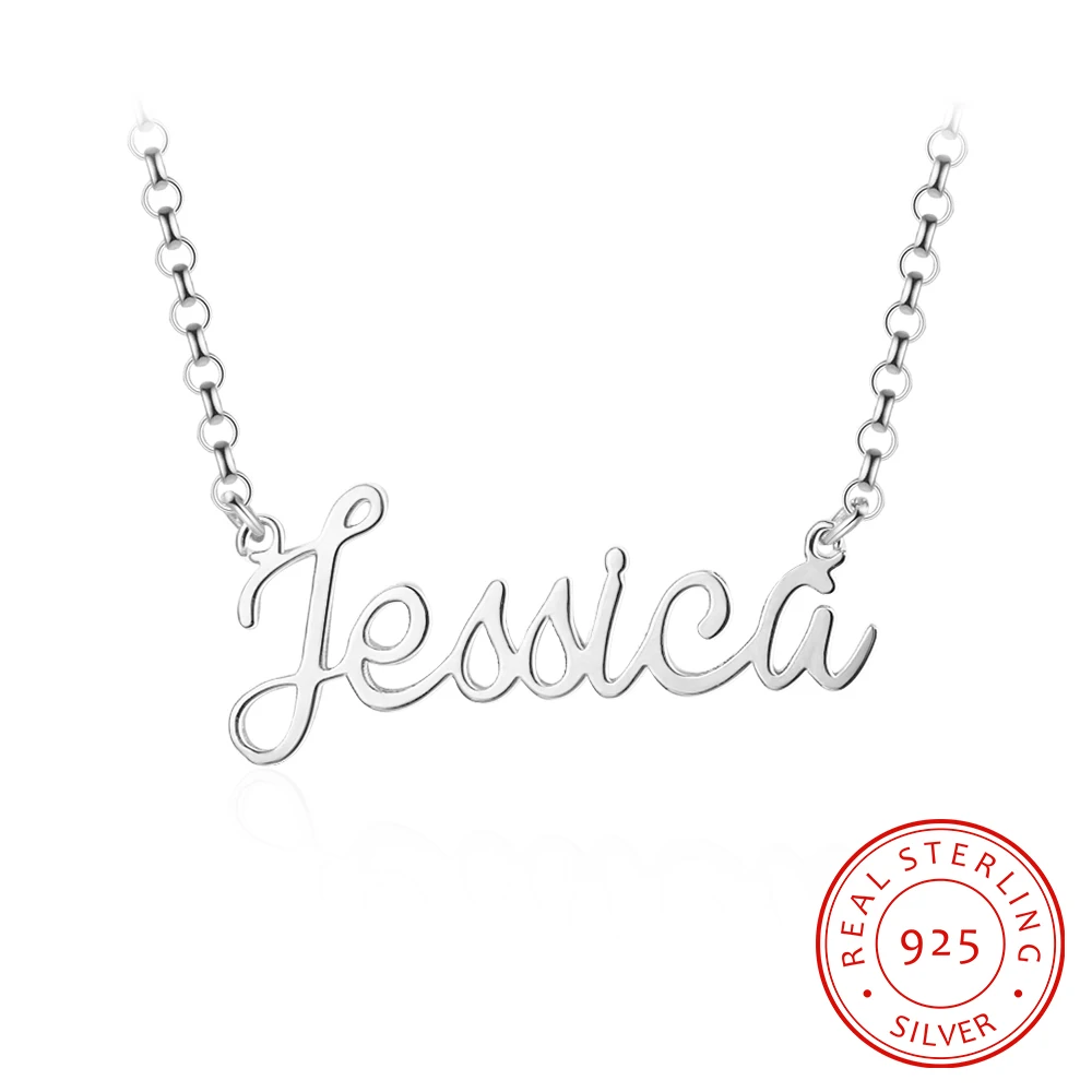 

Personalized 925 Sterling Sliver Name Necklaces Fashion Customized Pendant Engraved Name Promised Jewelry Charm Gift for Women