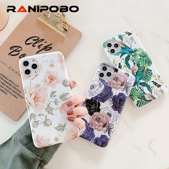 

Retro Banana Leaf beautiful Flower Phone Case For iPhone 11 Pro Max XR XS Max X XS 8 7 6 6S Plus Matte Soft IMD Back Cover Coque