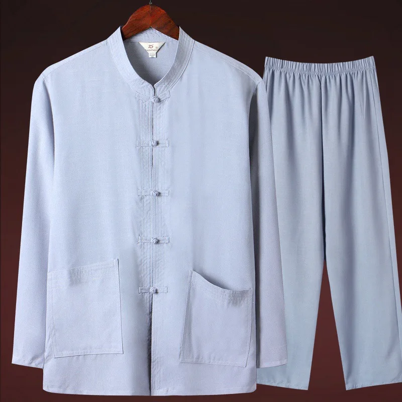 

Chinese-style Chinese Costume Men'S Wear Thin Middle Aged And Elderly People Shirt Dad Long-sleeve Suit Cotton Linen Grandpa Clo