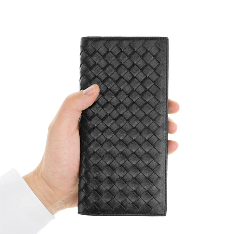 

Men's leather suit wallet business simple luxury brand design super soft multi-card slot fashion woven wallet gift box packaging