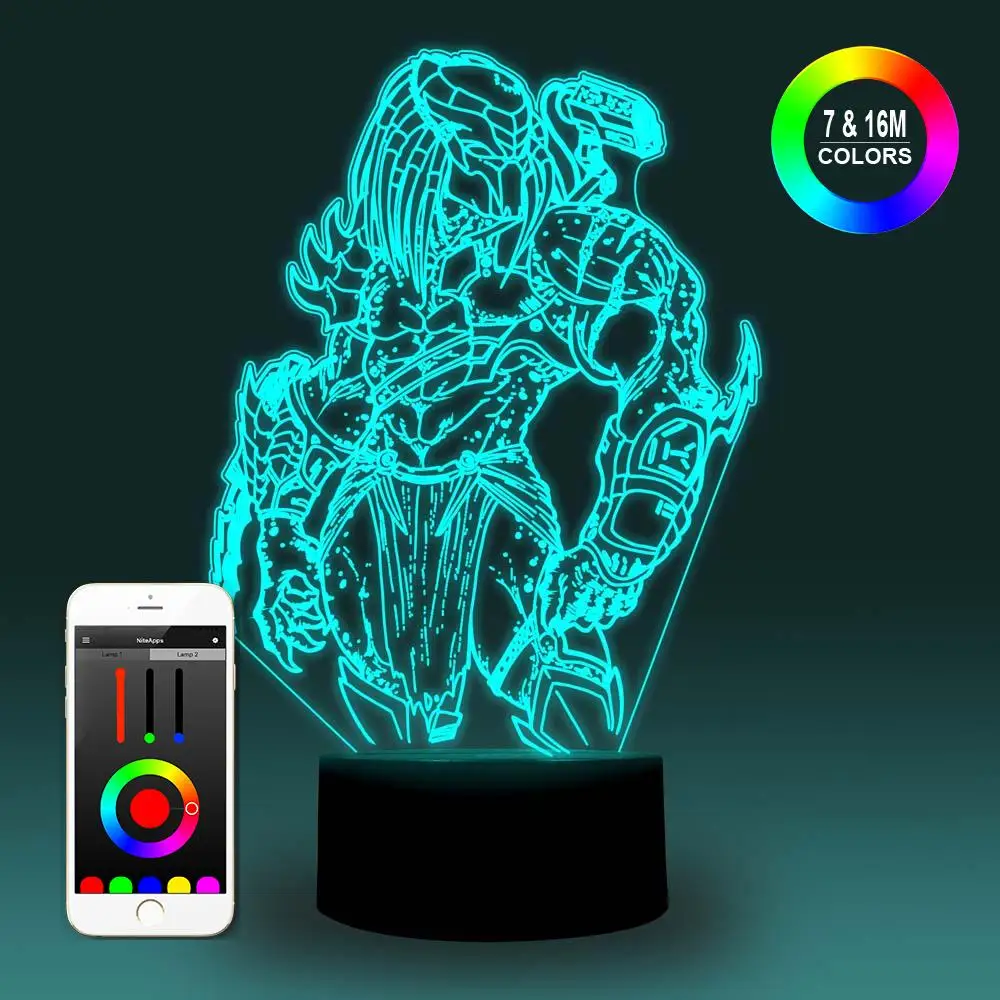 NiteApps 3D стоящий Хищник ночник настольная Иллюзия украшение лампа подарок на день рождения приложение/сенсорное управление