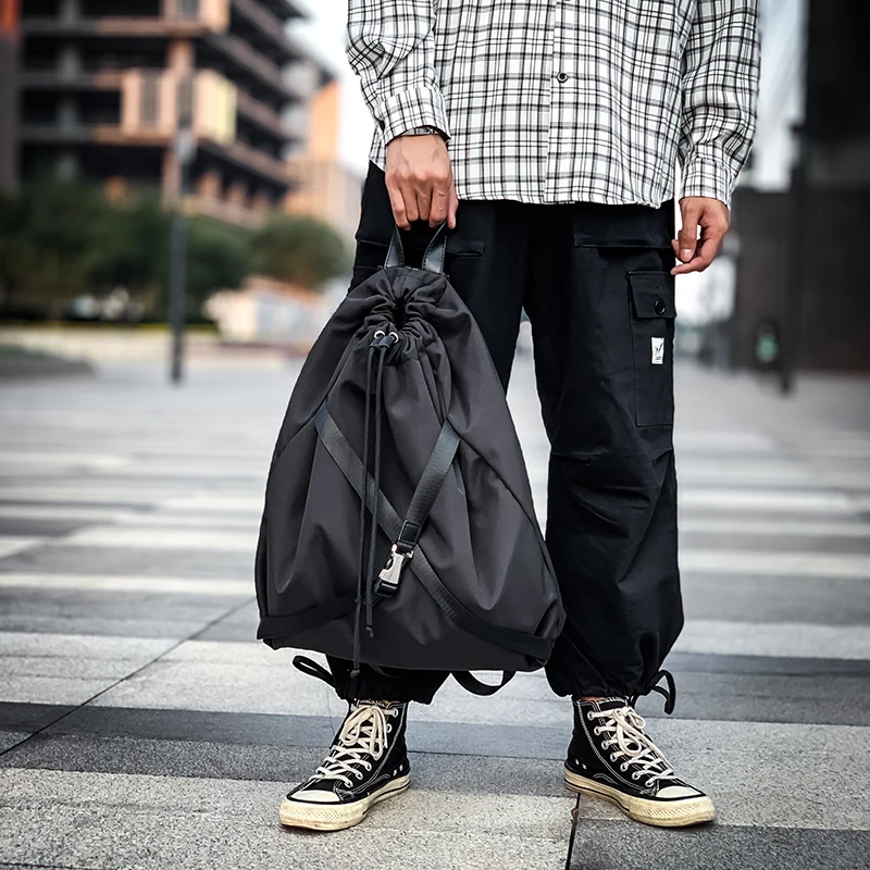 Women Men Sports Backpack Large Capacity Travel Practical Riding Nylon Solid Fashion Wear Resistant Anti-splash Drawstring Lock | Багаж и